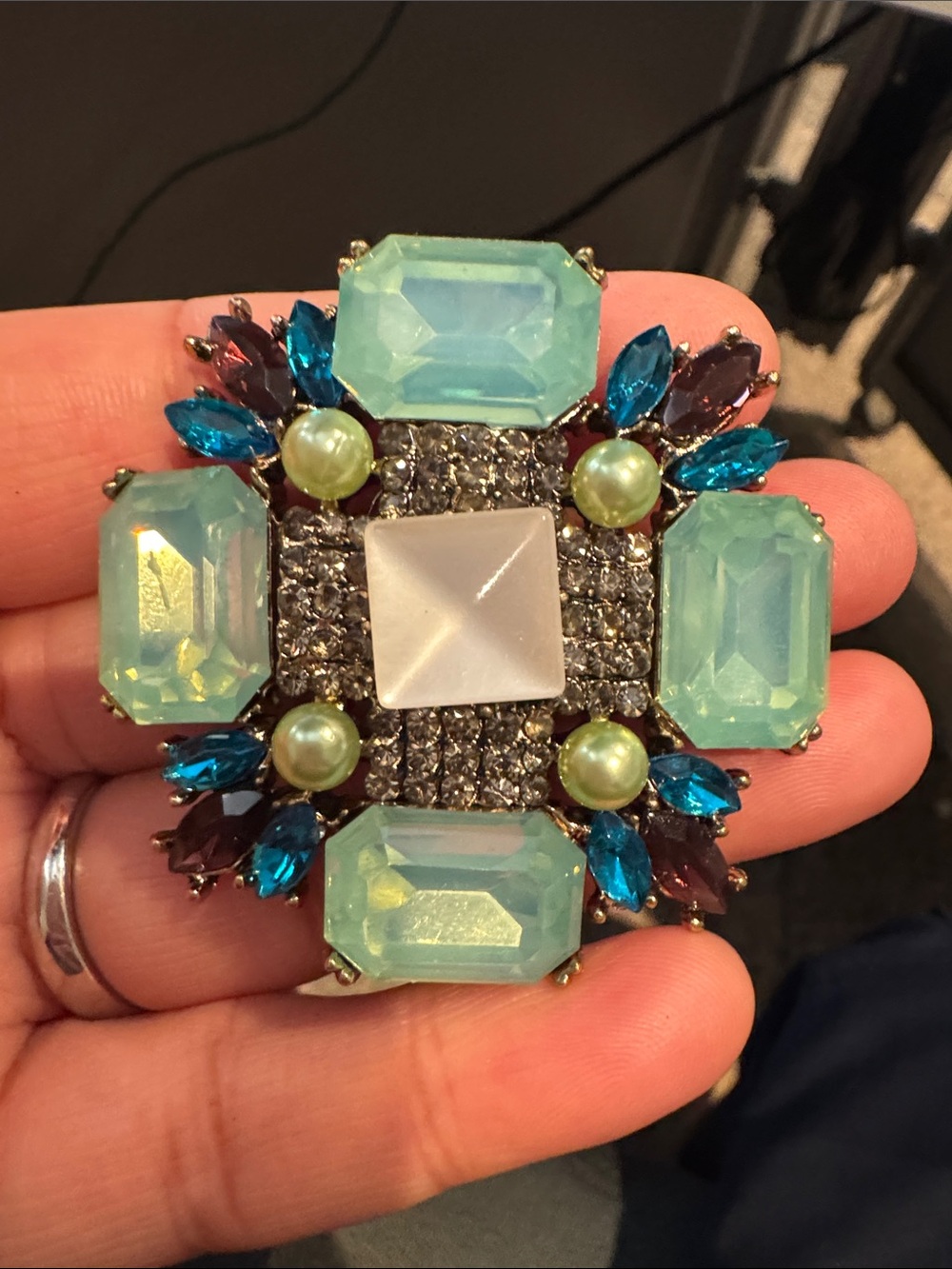 Statement Aqua Multi-Stone Brooch